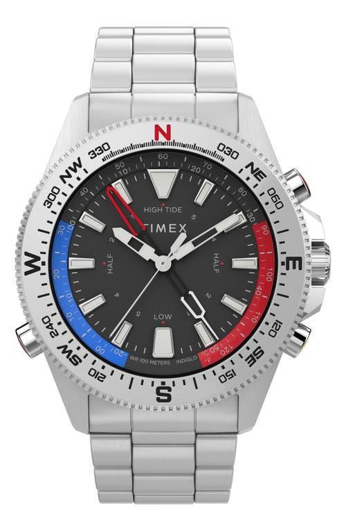 TIMEX ® Expedition North Compass Bracelet Watch, 43mm In Silver/black/silver Product Image