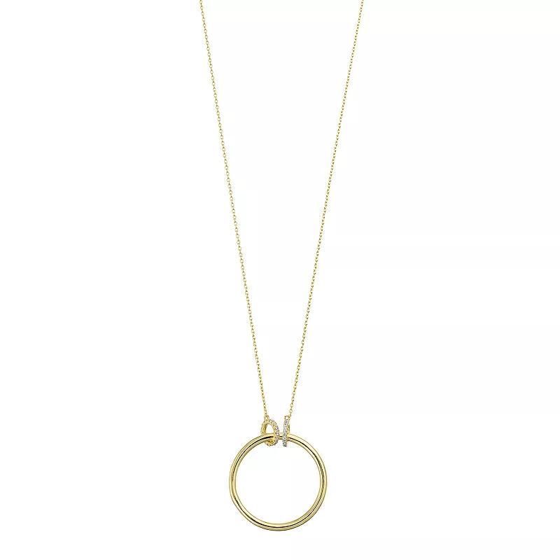 14k Gold Over Silver Cubic Zirconia Open Circle Pendant Necklace, Womens Gold Tone Product Image