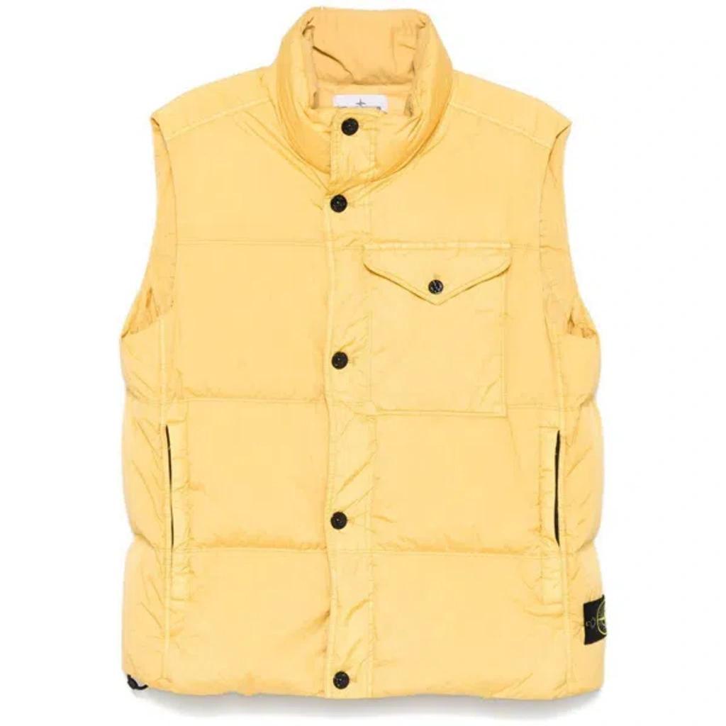 STONE ISLAND Crinkled Gilet In Yellow Product Image