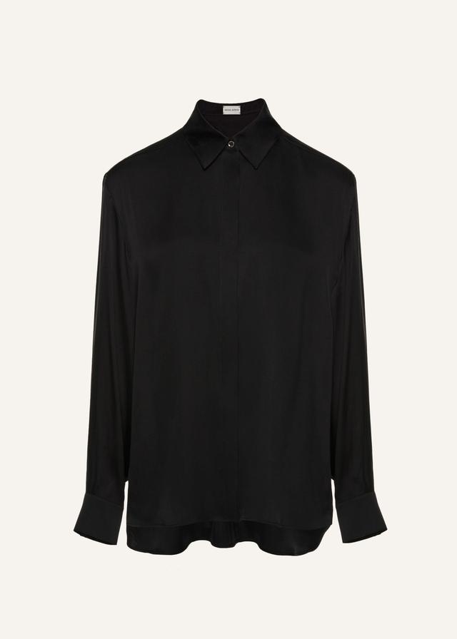 Classic silk shirt in black Product Image