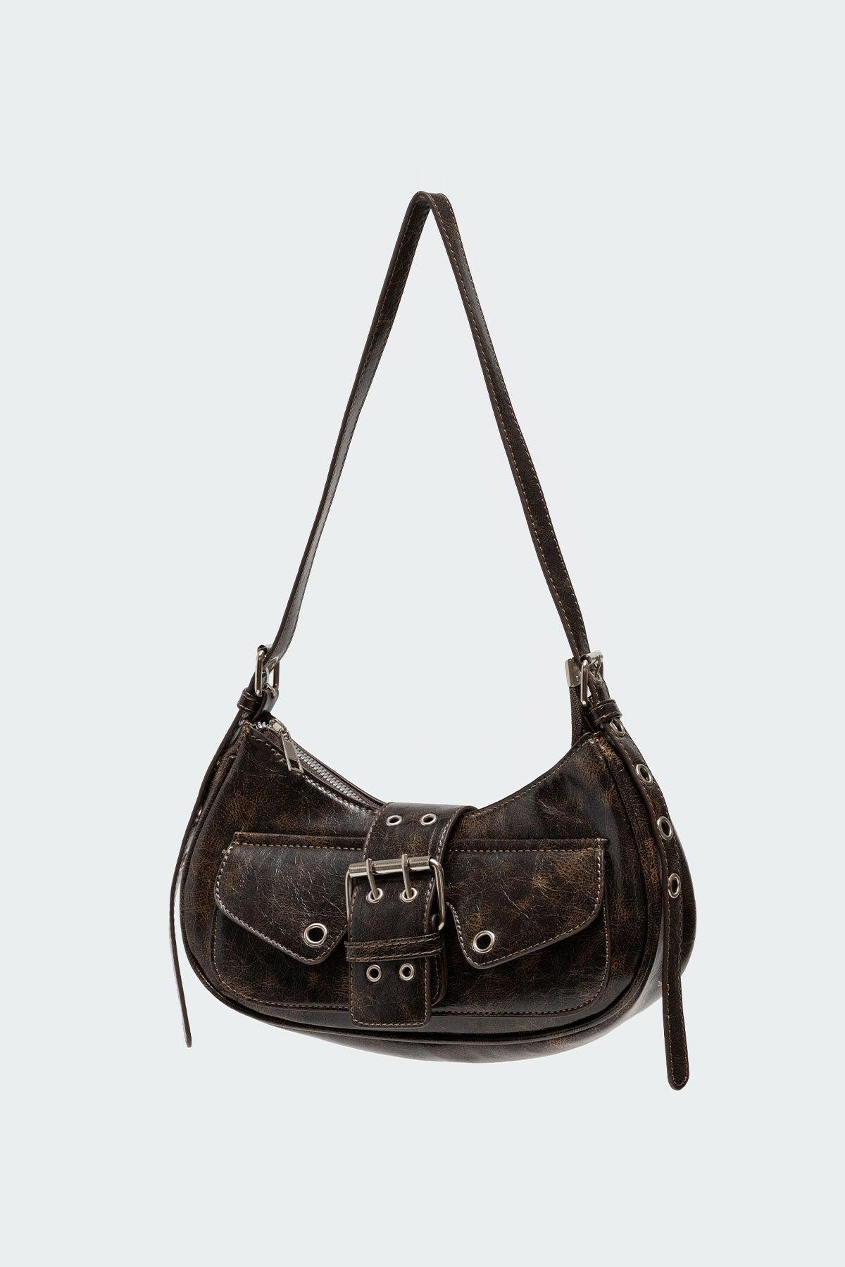 Washed Faux Leather Buckle Bag Product Image