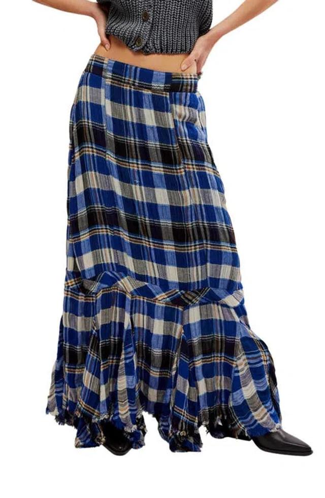 Bordeaux Plaid Maxi Skirt In Navy Combo Product Image