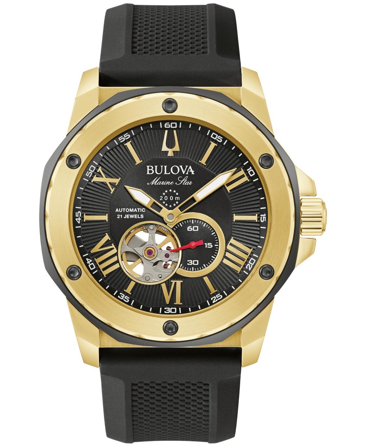 Bulova Mens Marine Star Series A Mechanical Automatic Black Silicone Strap Watch Product Image