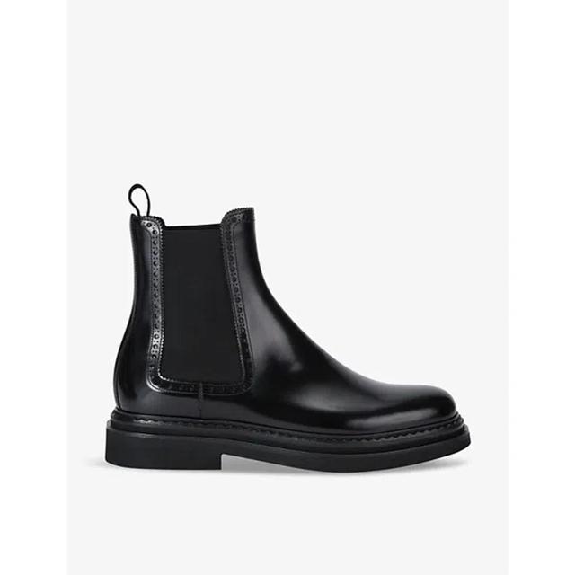 Elasticated-panelled Leather Chelsea Boots In Black Product Image