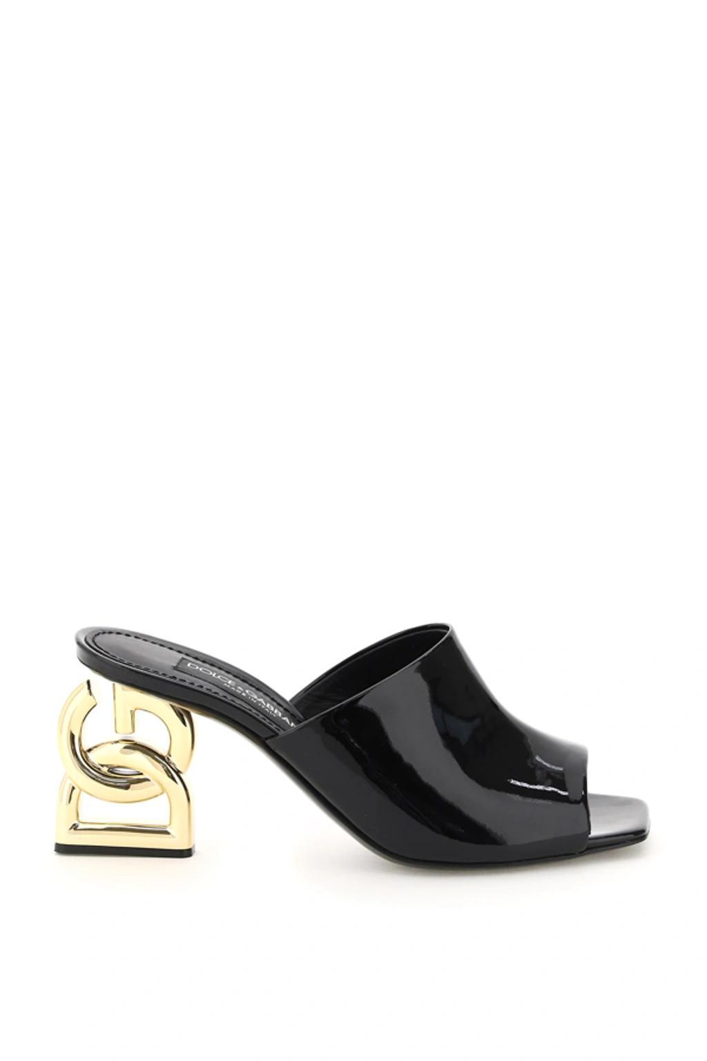 Black Patent Leather Mules With Dg Heel In Nero Product Image