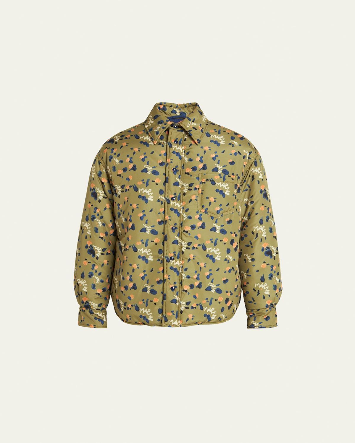 Mens Padded Flower-Print Overshirt Product Image