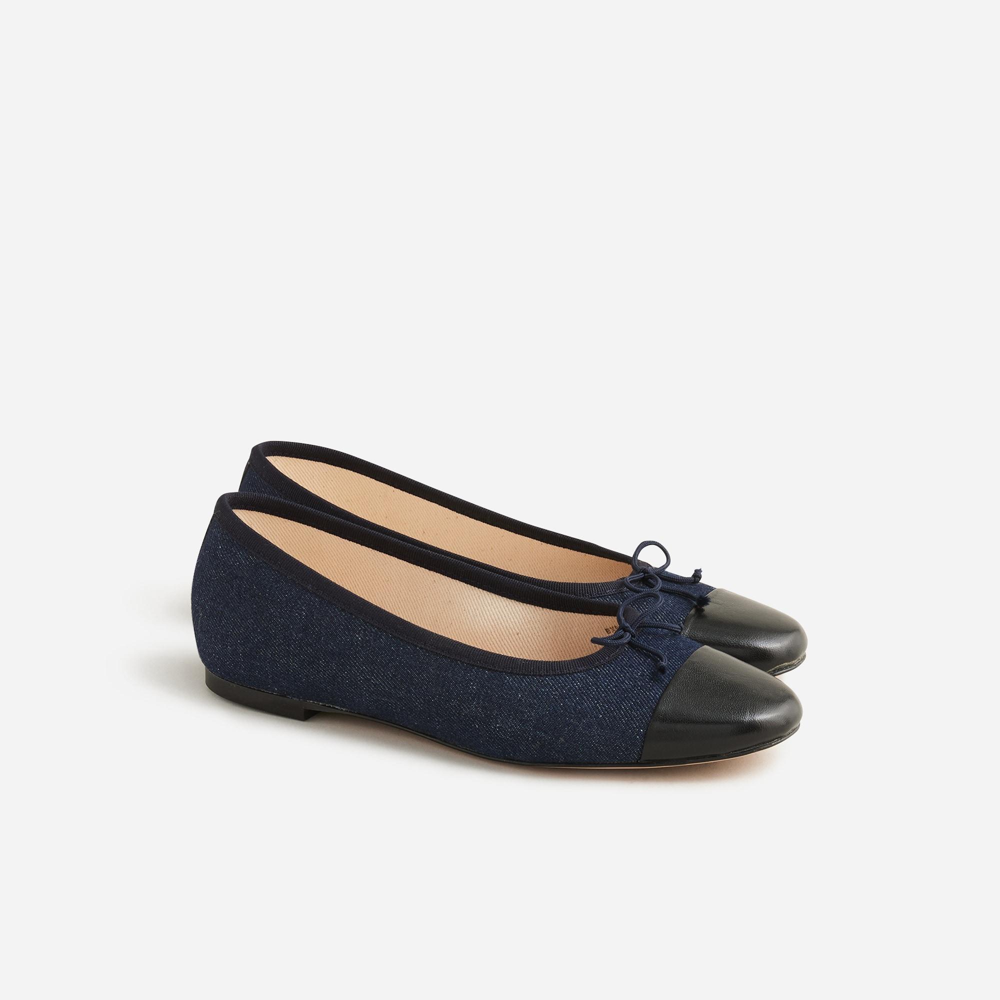 Zoe cap toe ballet flats in washed denim Product Image