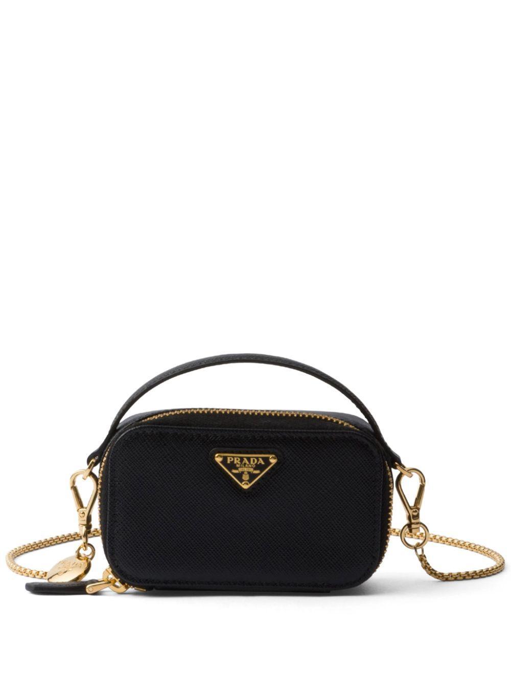 PRADA Saffiano-leather Triangle-logo Mini Bag In Nero Product Image