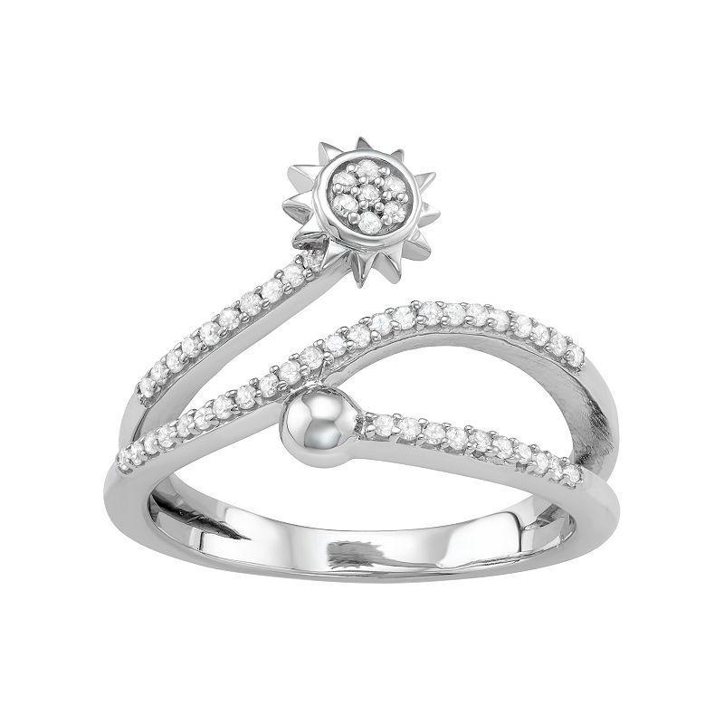 Jewelexcess Sterling Silver 1/4 Carat T.W. Diamond Sun Bypass Ring, Womens White Product Image