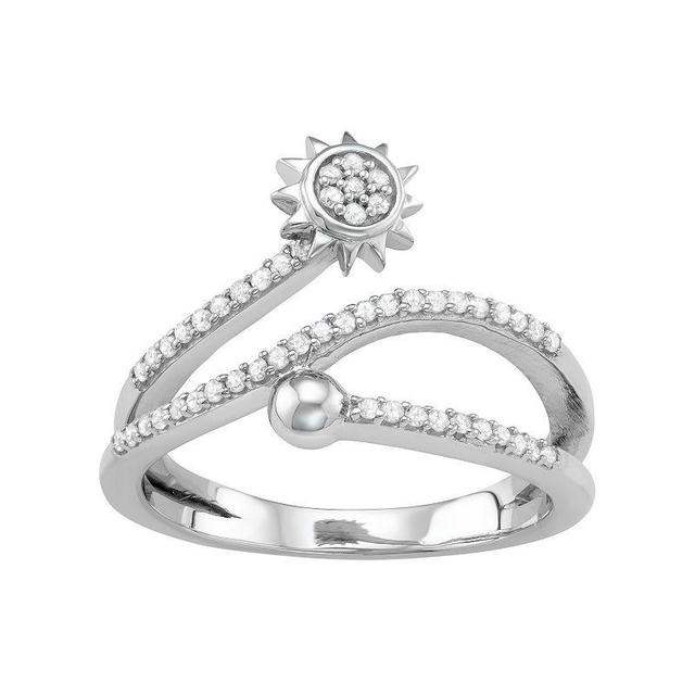 Jewelexcess Sterling Silver 1/4 Carat T.W. Diamond Sun Bypass Ring, Womens White Product Image