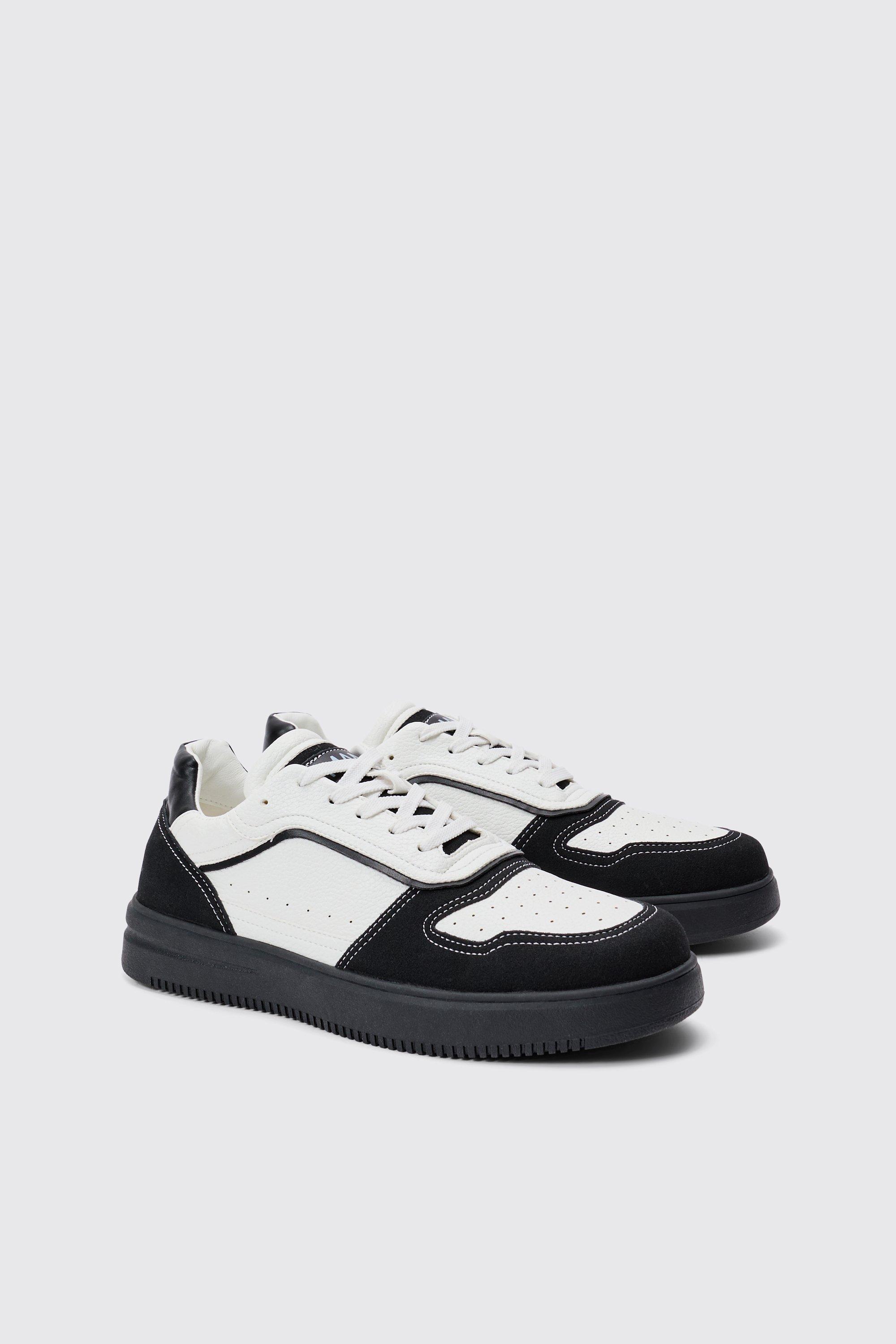 Suede Contrast Panel Sneakers | boohooMAN USA Product Image