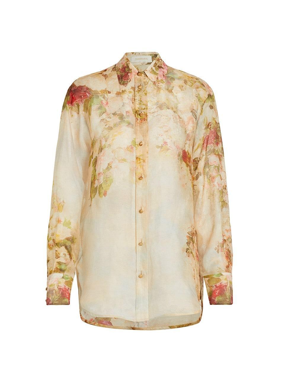 Womens Luminosity Linen & Silk Button-Up Shirt Product Image