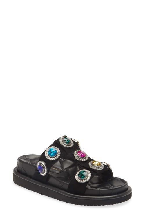 Kurt Geiger London Orson Leather Oversized Rainbow Studded Jewel Slide Sandals Product Image