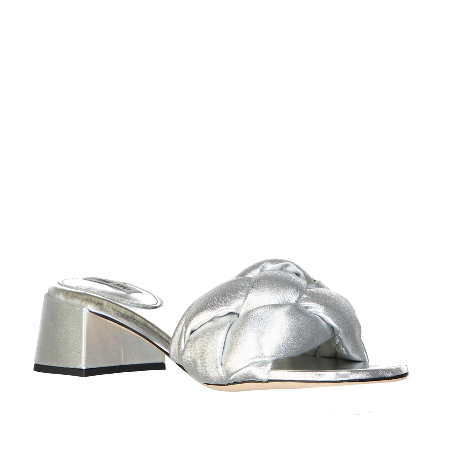 Leather Sandals In Silver Product Image