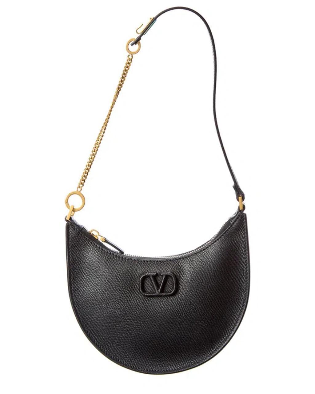 Vlogo Grainy Leather Shoulder Bag In Black Product Image