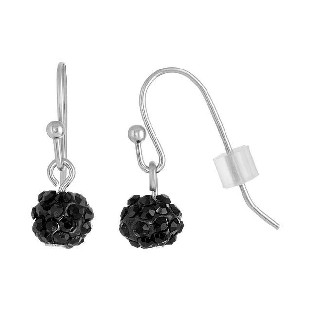 1928 Silver Tone Jet Pave Drop Earrings, Womens, Black Product Image