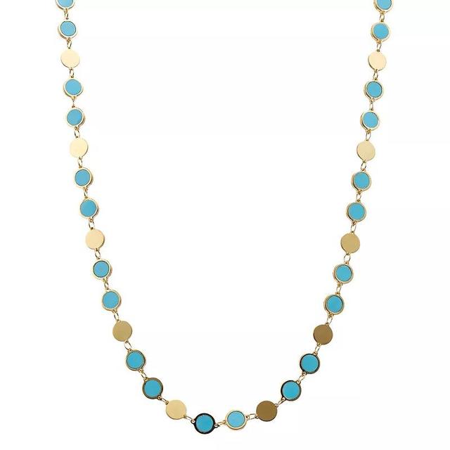 14k Gold Alternative Paste of Turquoise Disc Necklace, Womens Product Image