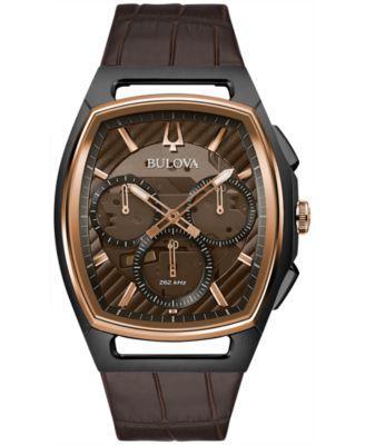 Bulova Mens Chronograph Curv Gold-Tone Stainless Steel Bracelet Watch 41.7mm Product Image