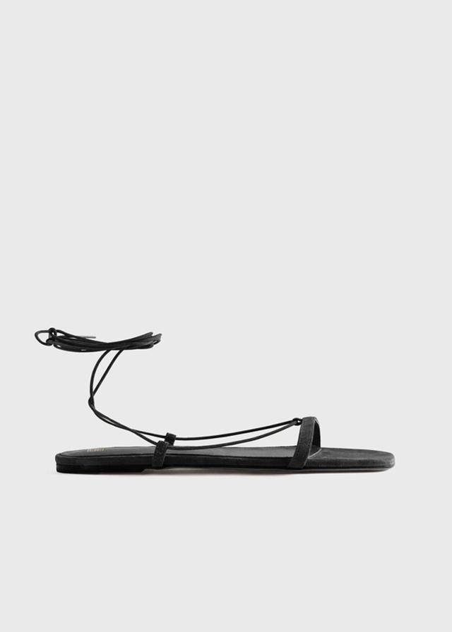 The Suede Tie Sandal Black Product Image