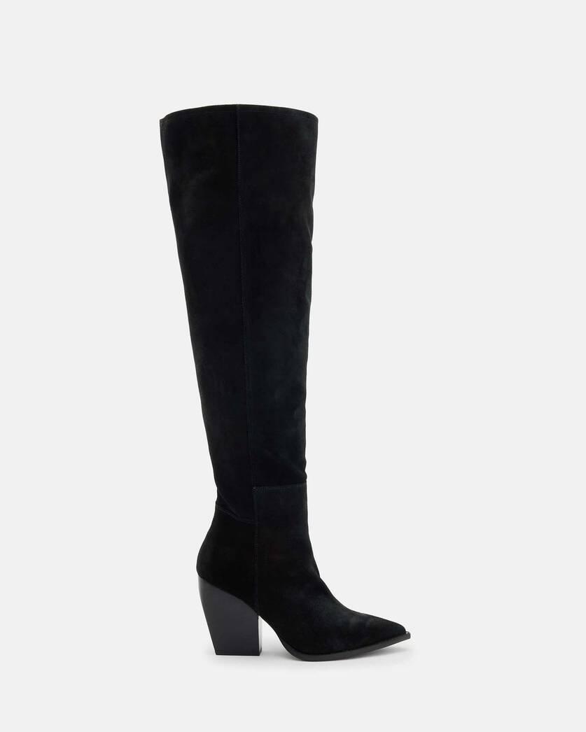 Reina Knee High Pointed Suede Boots Product Image