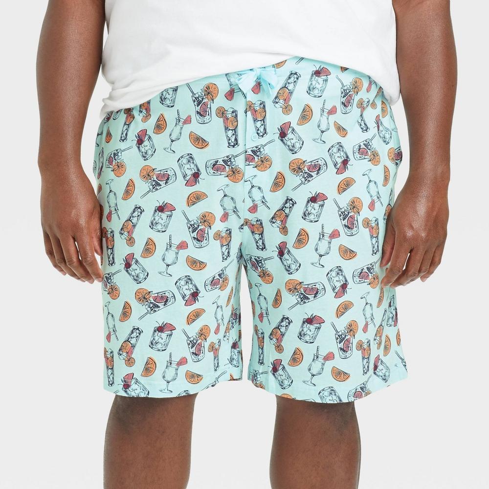 Mens Big & Tall 9 Print Knit Pajama Shorts - Goodfellow & Co Aqua Blue 2XL Product Image