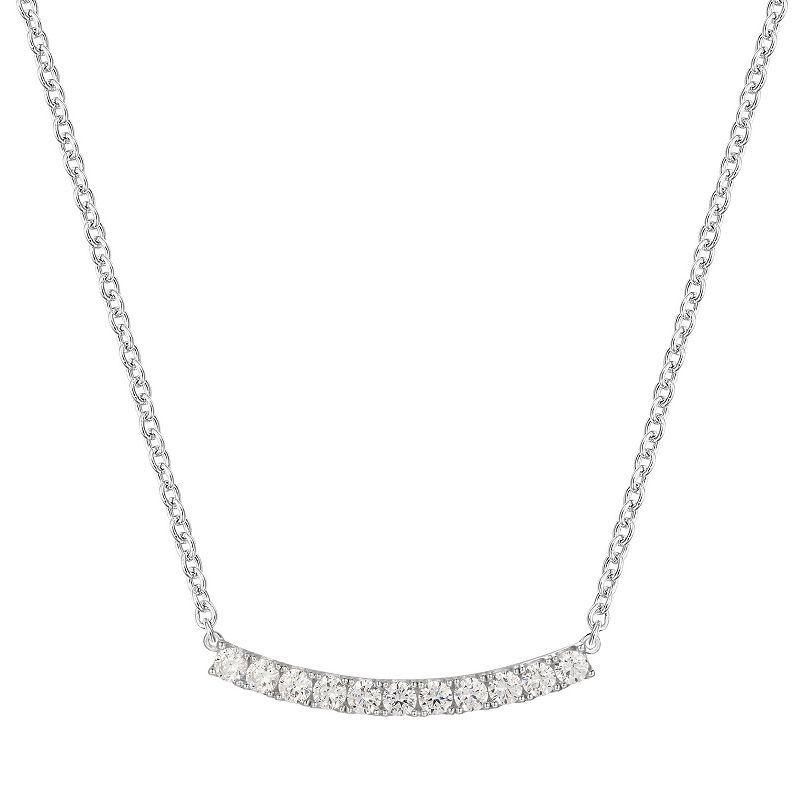 Sterling Silver Cubic Zirconia Bar Necklace, Womens Product Image