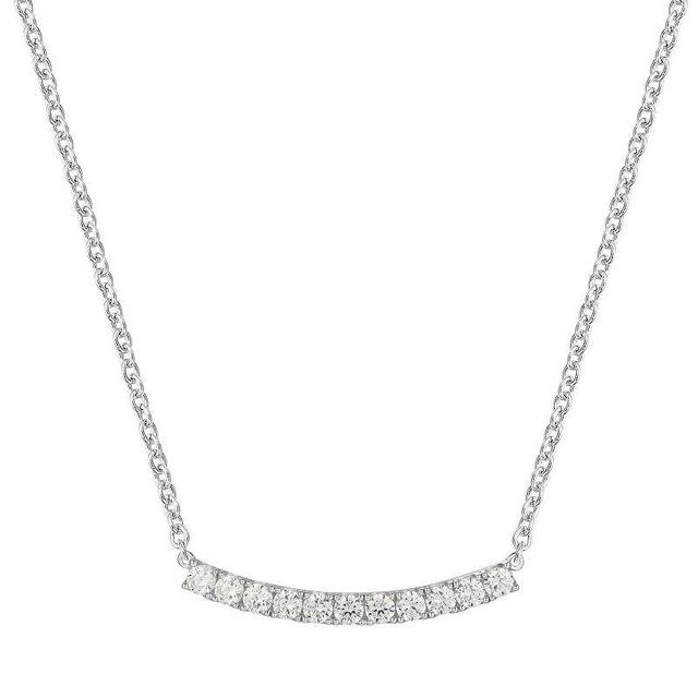 Sterling Silver Cubic Zirconia Bar Necklace, Womens Product Image