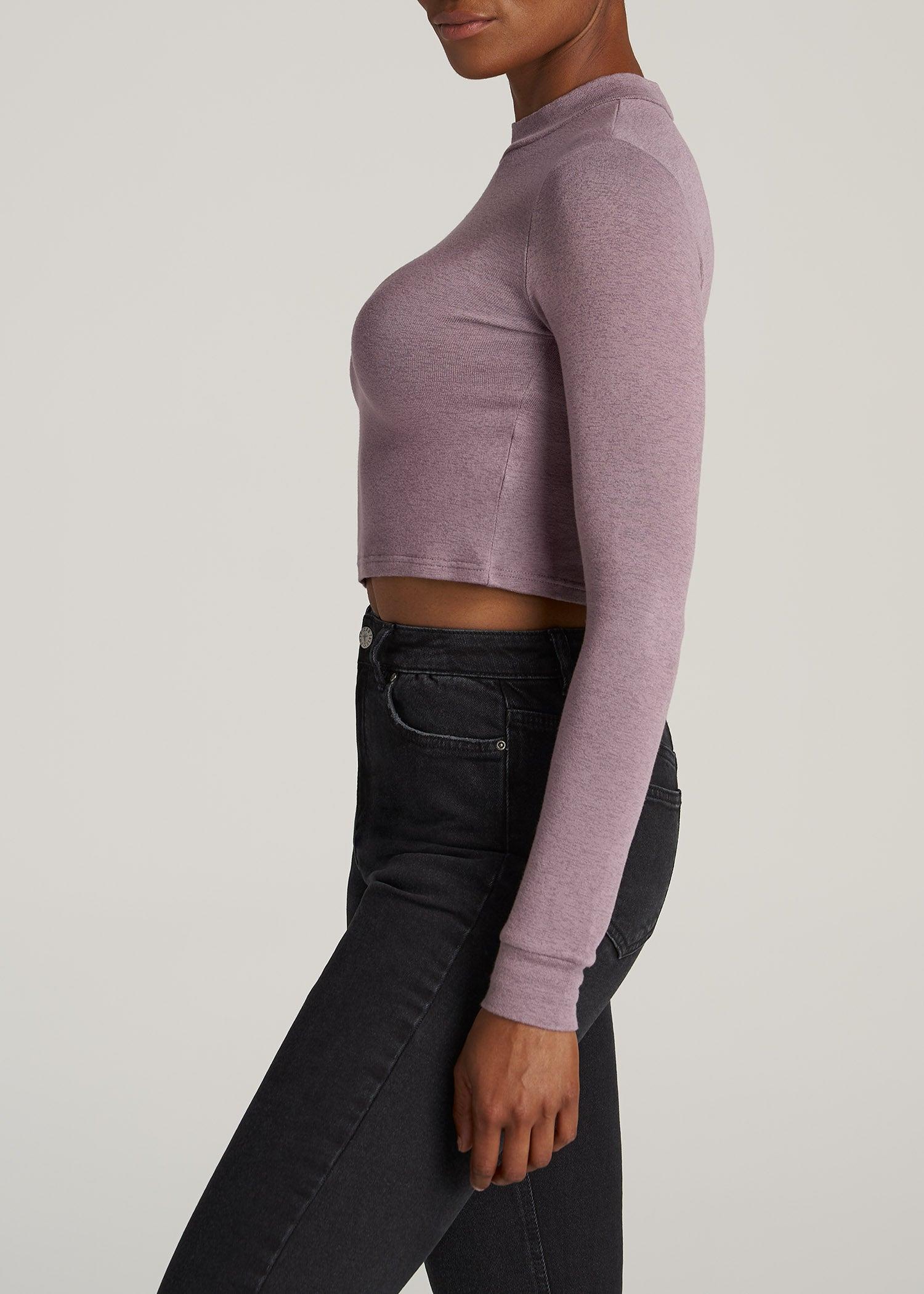 Women's Tall Crop Mock Neck Sweater in Smoked Mauve Product Image