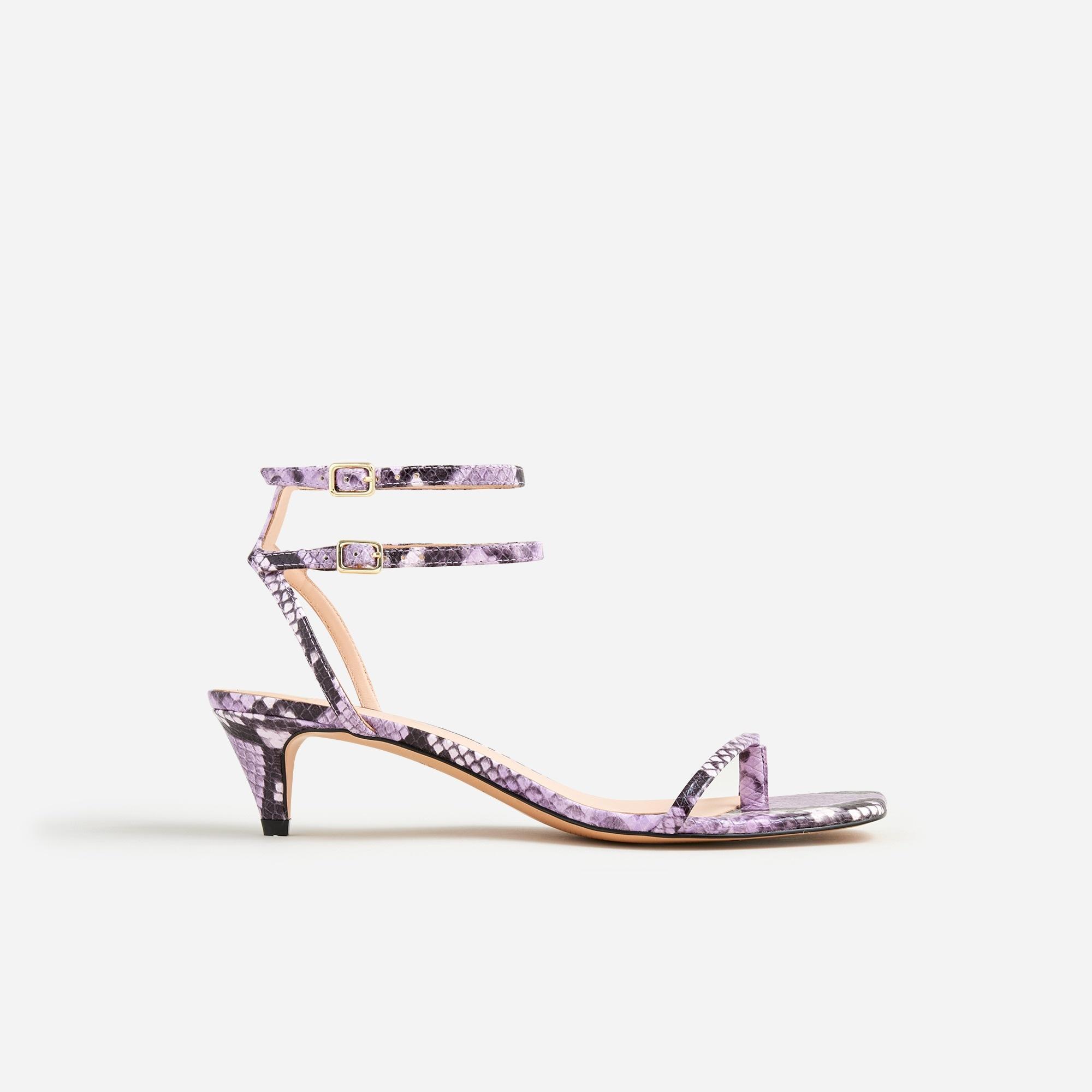 Zadie double ankle-strap heels in snake-embossed leather Product Image