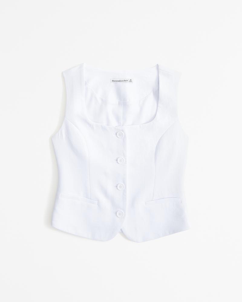 The A&F Mara Premium Crepe Vest Squareneck Set Top Product Image