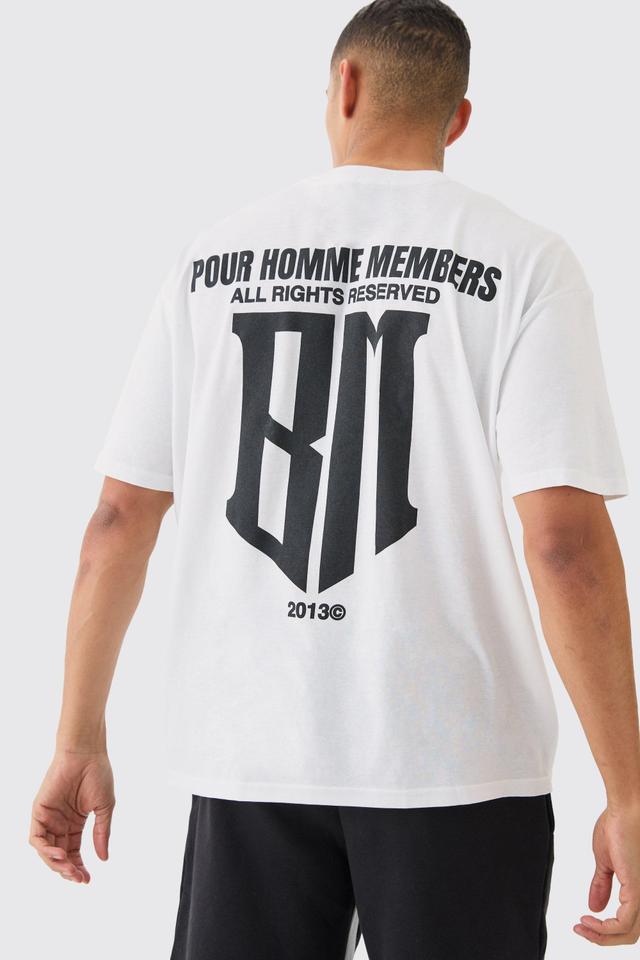 Mens White Oversized Overdye Bm Graphic T-shirt, White Product Image