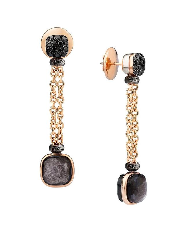 Womens Nudo 18K Rose Gold, Obsidian & Black Diamond Dangle Earrings Product Image