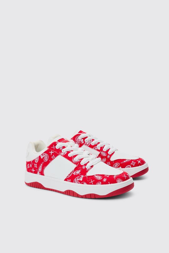 Limited Edition Bandana Print Chunky Sneakers In Red | boohooMAN USA Product Image