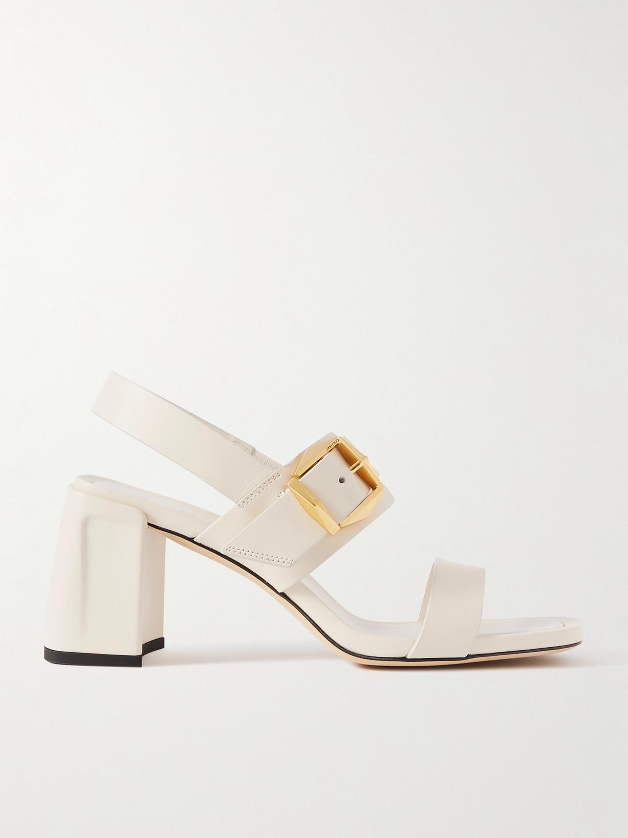 JIMMY CHOO Hawke 75 Leather Sandals In Cream Product Image