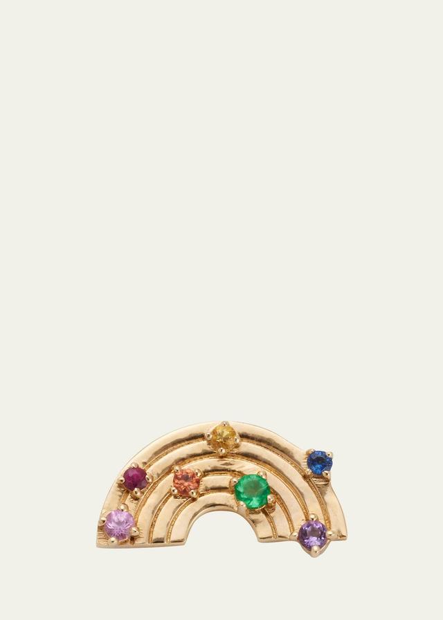 Womens Whimsical Rainbow 14K Yellow Gold & Multi-Gemstone Single Stud Earring Product Image