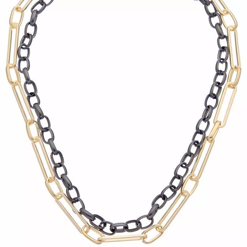 Juvell Two Tone 18k Gold Plated Multi-Strand Chain Necklace, Womens Product Image