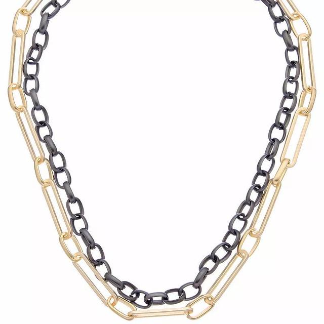 Juvell Two Tone 18k Gold Plated Multi-Strand Chain Necklace, Womens Product Image