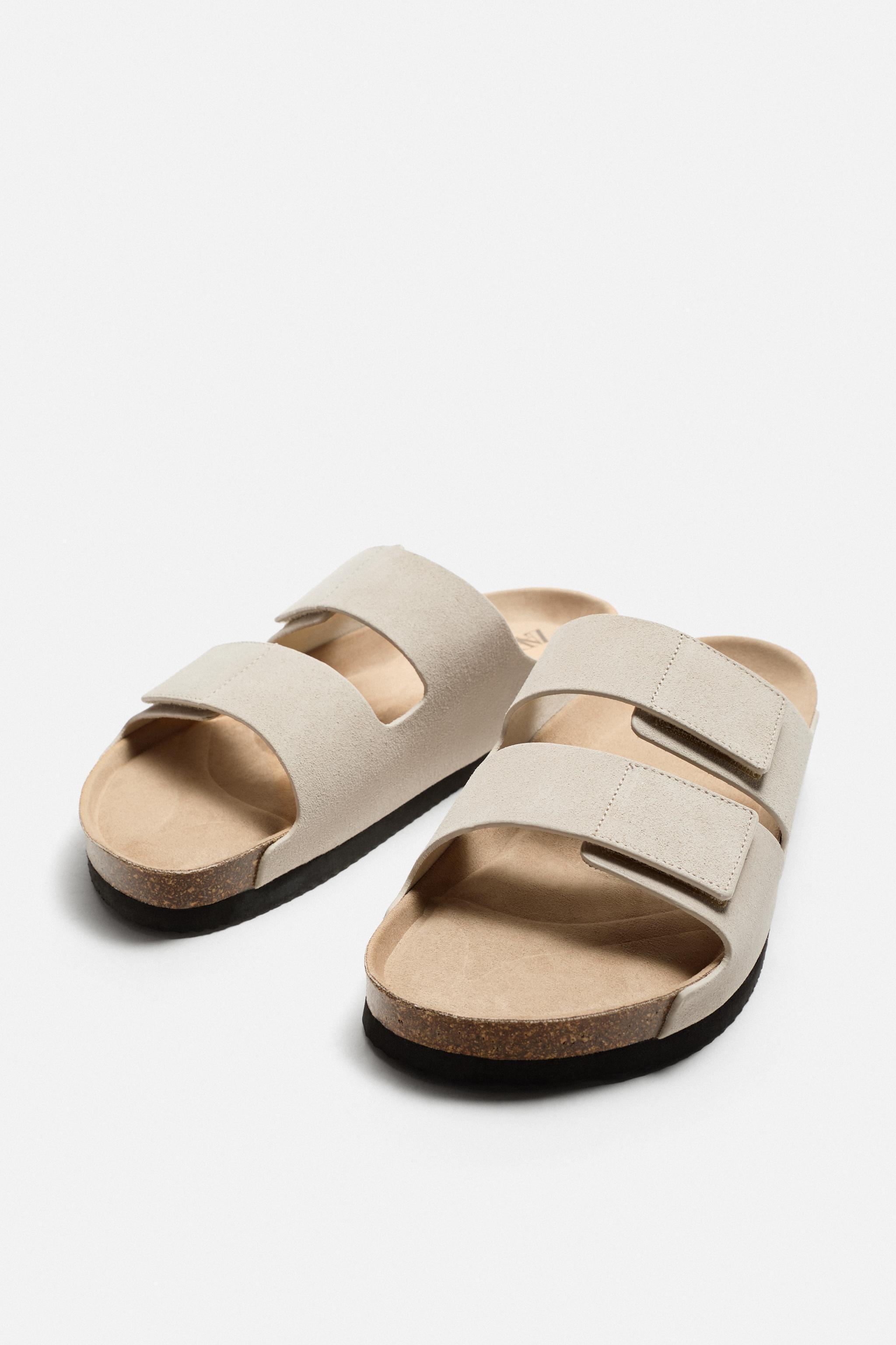 DOUBLE STRAP LEATHER SANDALS Product Image