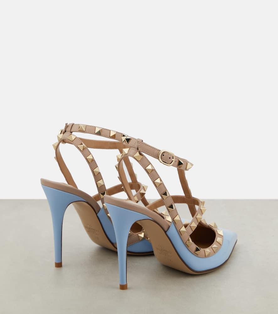 Rockstud Patent Leather Pumps In Blue Product Image