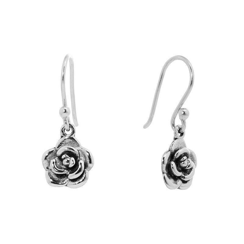 Main and Sterling Sterling Silver 3D Flower Drop Earrings, Womens Product Image