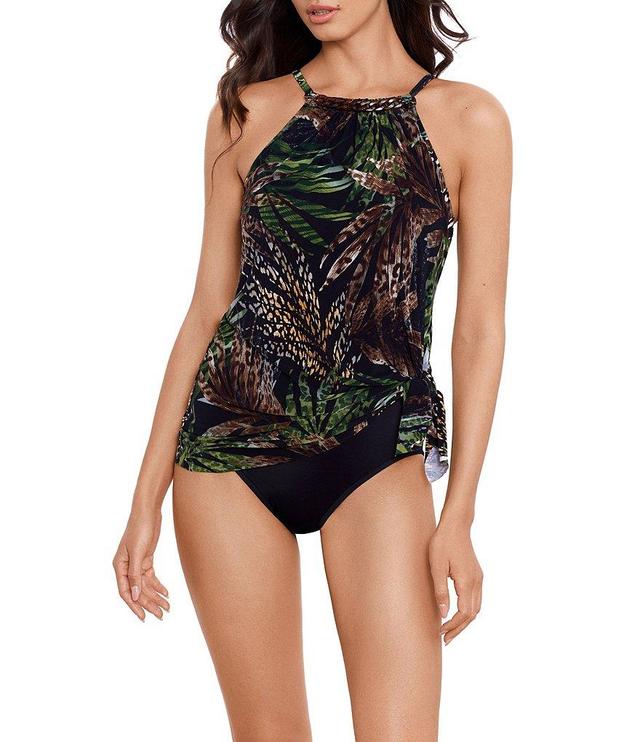 Magicsuit Nighthawk Charlie Palm Print High Neck Tortoise Chain Link Underwire One Piece Swimsuit Product Image