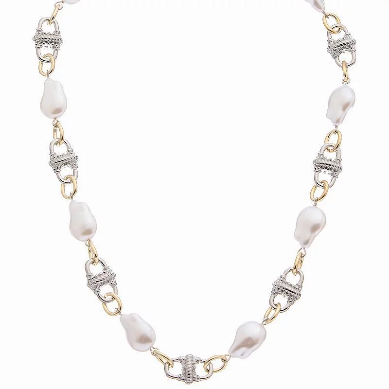 Juvell Two Tone 18k Gold Plated Freshwater Cultured Pearl Necklace, Womens Product Image