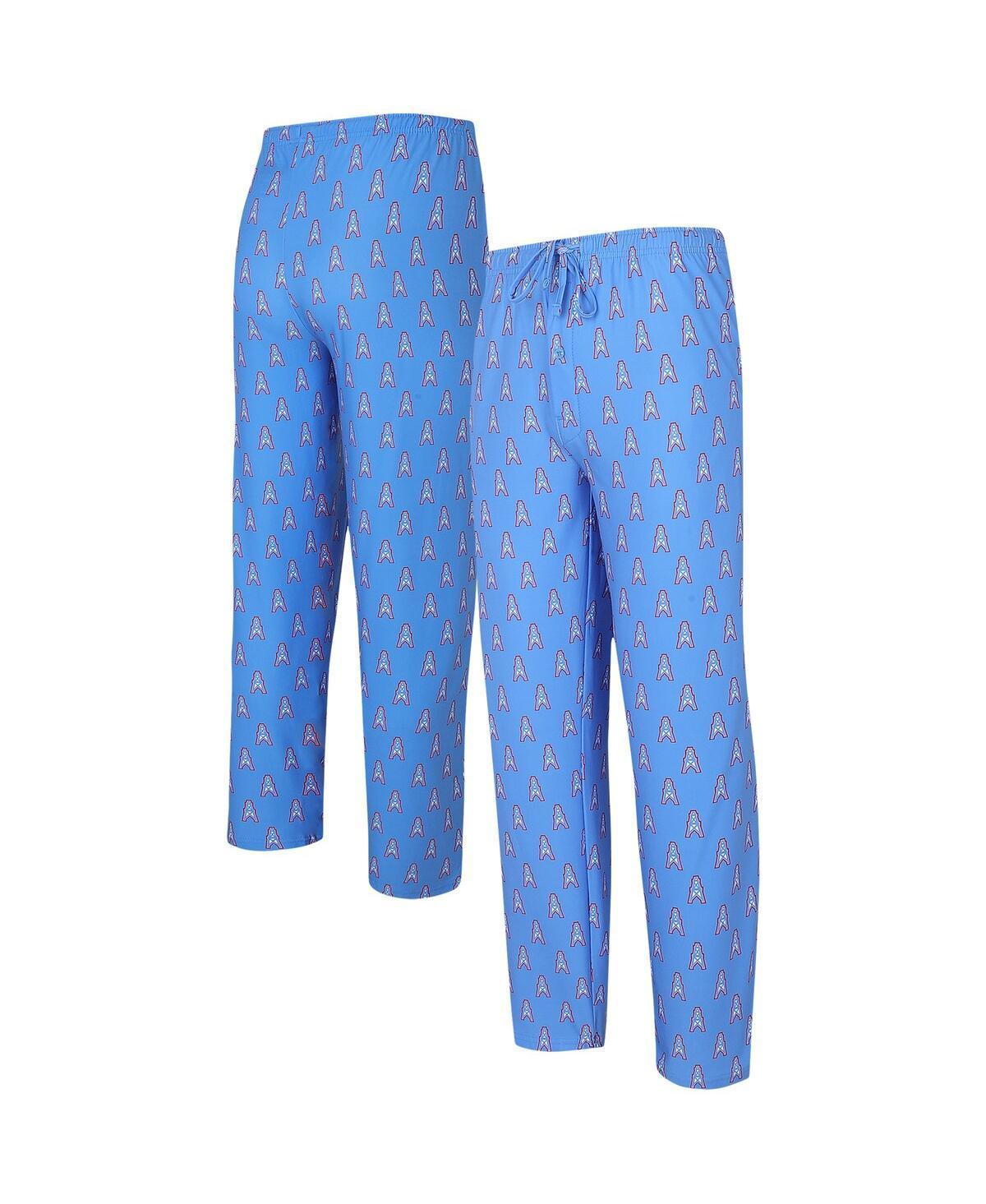 Mens Concepts Sport Light Blue Houston Oilers Gauge Throwback Allover Print Knit Pants Product Image