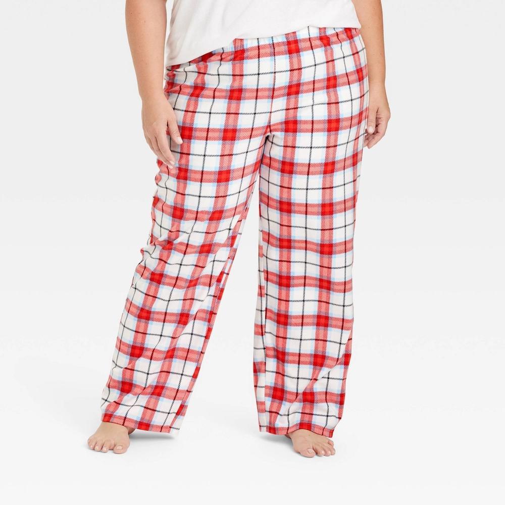 Womens Plaid Microfleece Holiday Matching Family Pajama Pants - Wondershop White product image