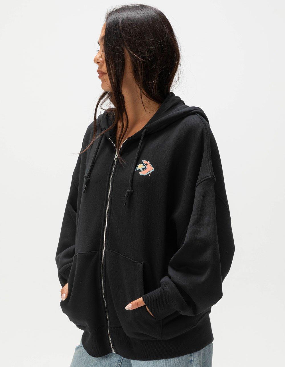 CONVERSE Graphic Womens Oversized Zip-Up Hoodie Product Image