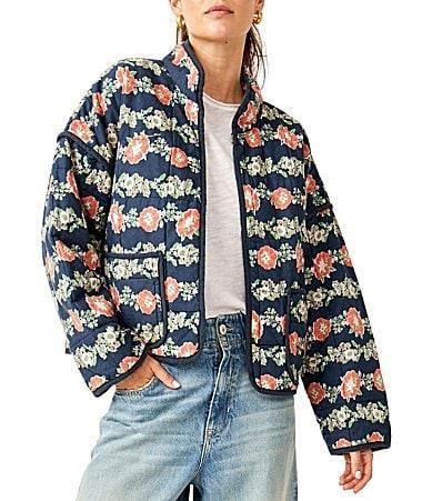 Free People Chloe Floral Print Collar Long Sleeve Quilt Jacket Product Image