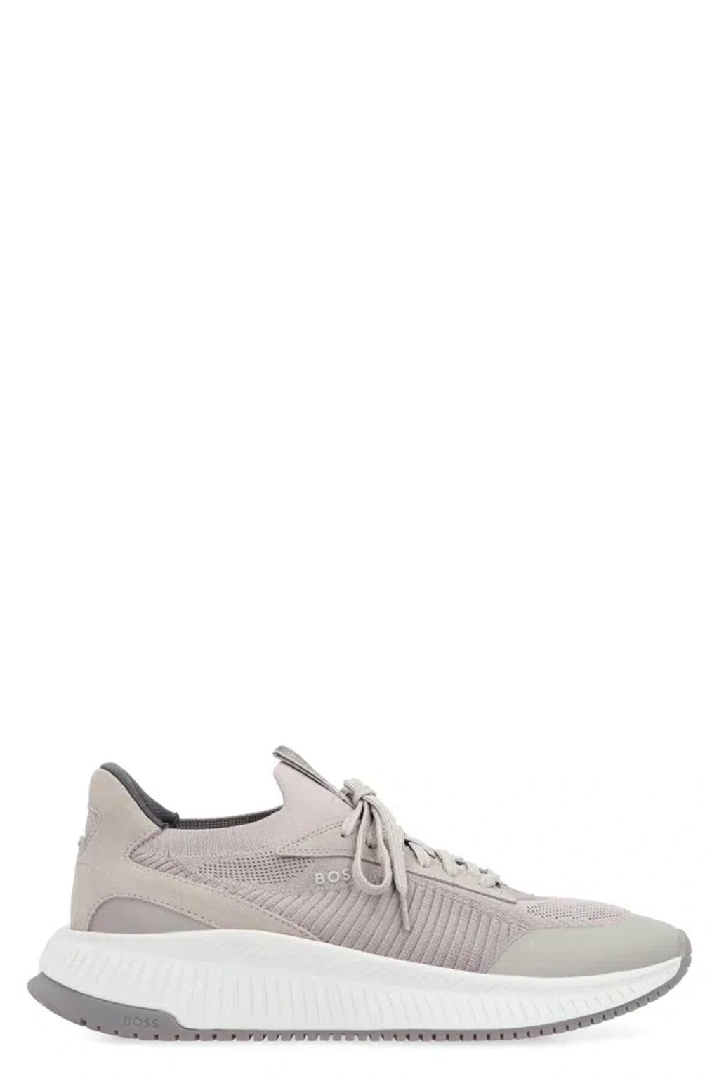 HUGO BOSS Boss Sock Fabric Low-top Sneakers In Grey Product Image