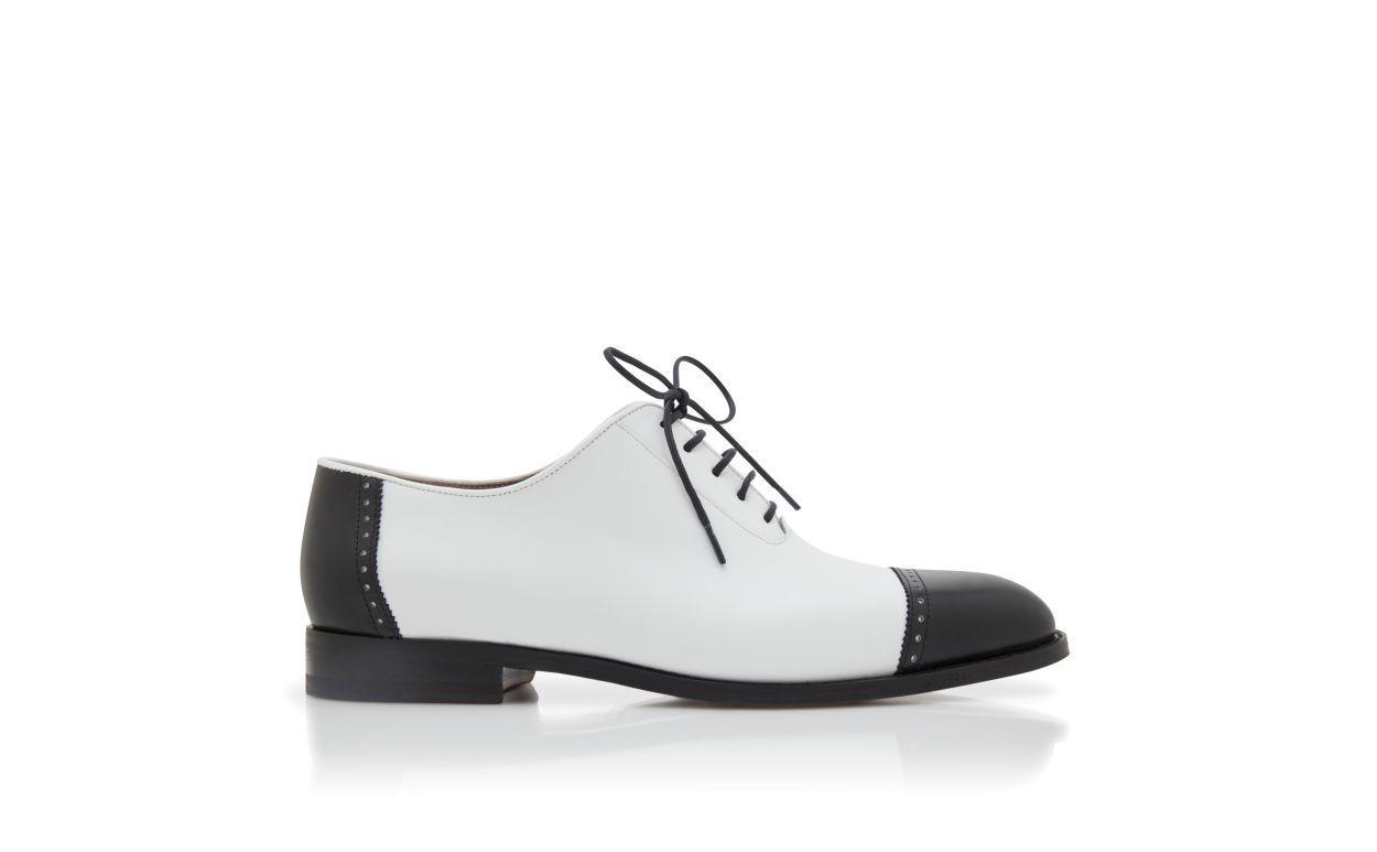 MANOLO Black and White Calf Leather Lace Up Shoes Product Image