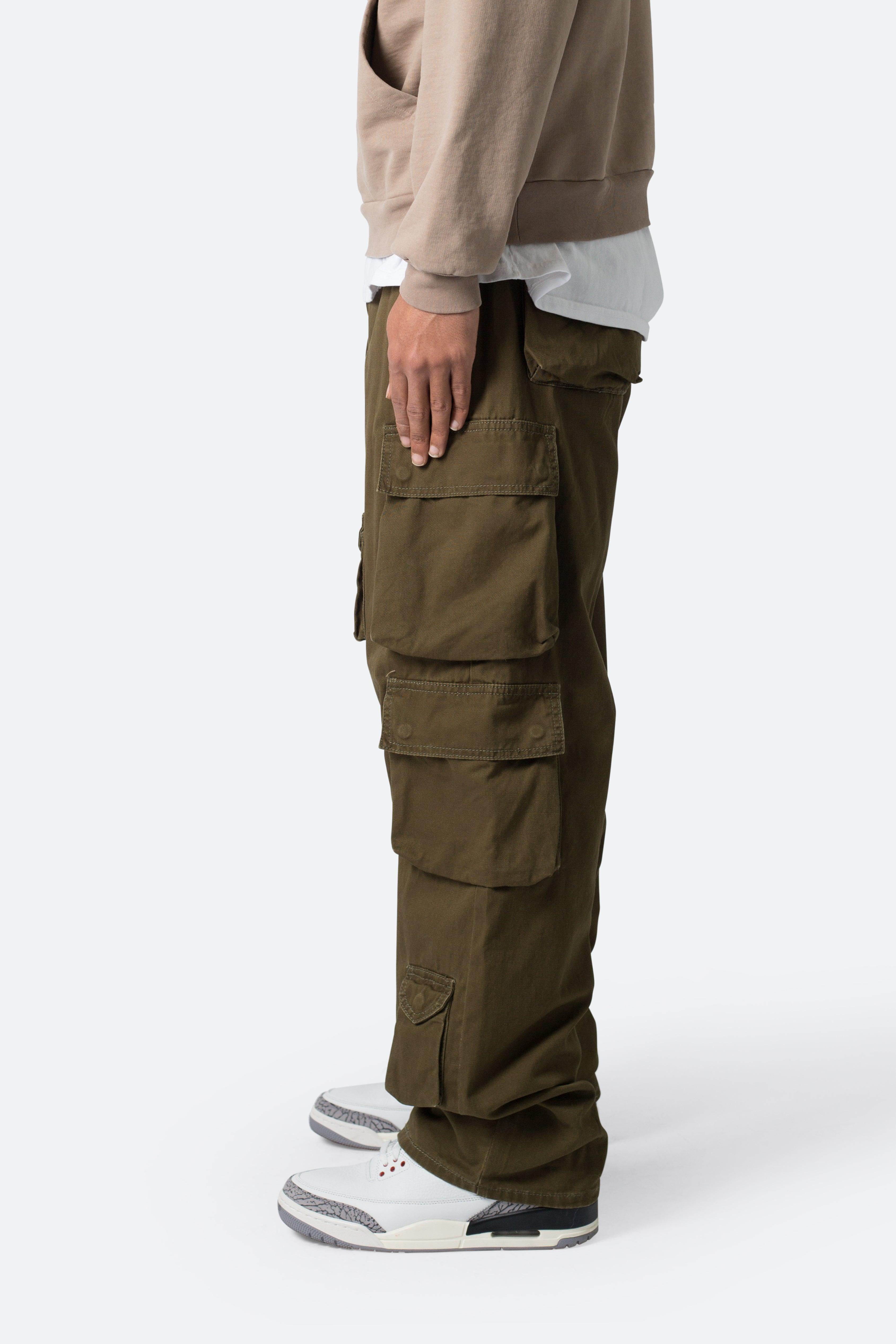 Baggy Cargo Pants - Washed Olive Product Image