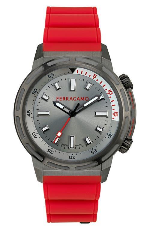 FERRAGAMO Sport Watch, 46mm In Gray/red Product Image